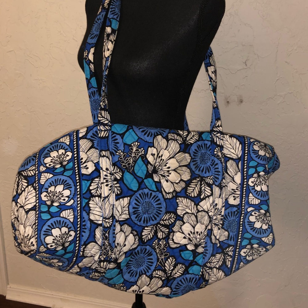 Vera Bradley blue and white floral duffel bag